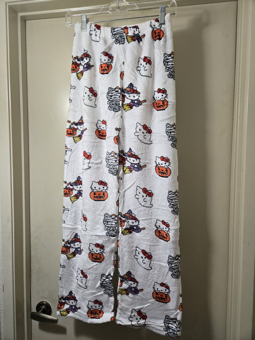 NWOT Hello Kitty White Halloween Pajama Pants with Orange and Purple Accents